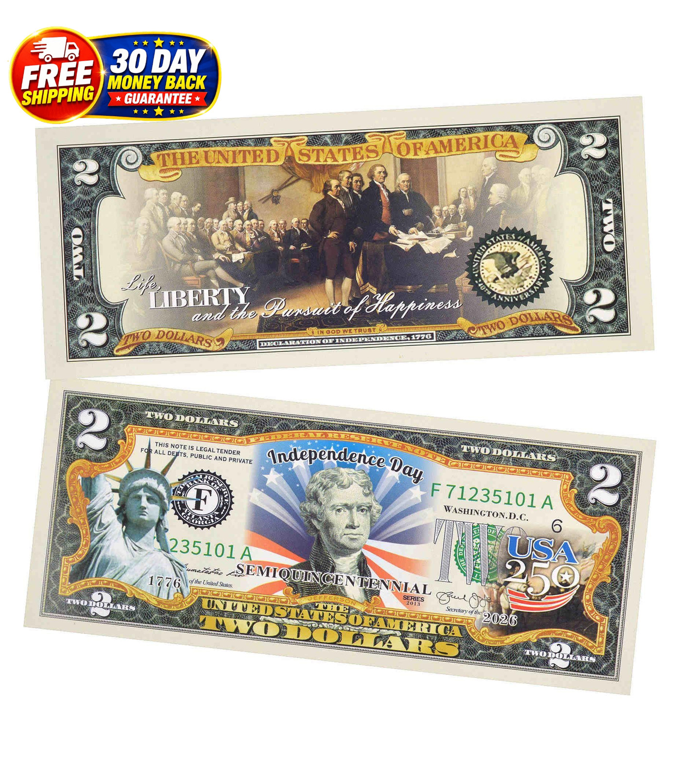250th Anniversary Collectible $2 Bill | Independence Day 2 Dollar Bill 250 Anniv 250th Anniversary Collectible $2 Bill | Independence Day 2 Dollar Bill 250 Anniv