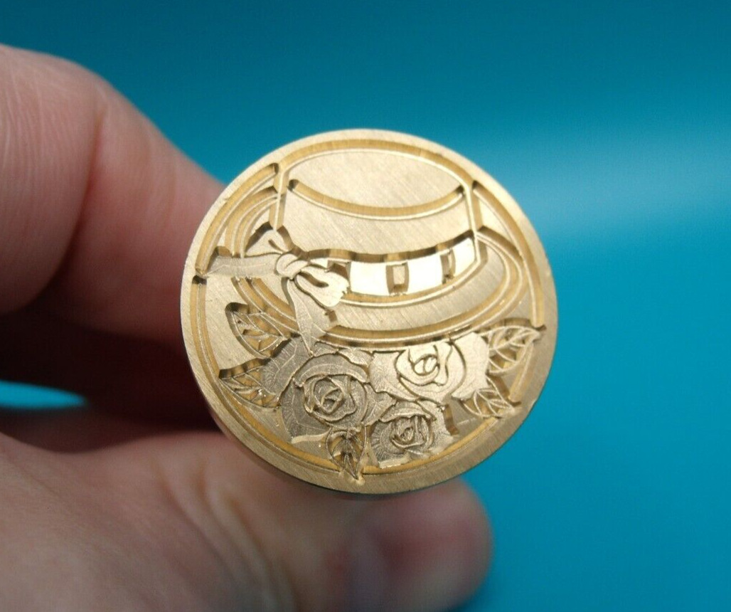 Modern Brass & Wood Roses and Hat Sealing Wax Stamp Seal