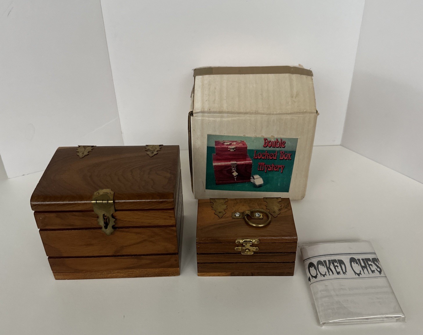 Vintage Double Locked Box Mystery Magic Trick Complete With Box & Instructions