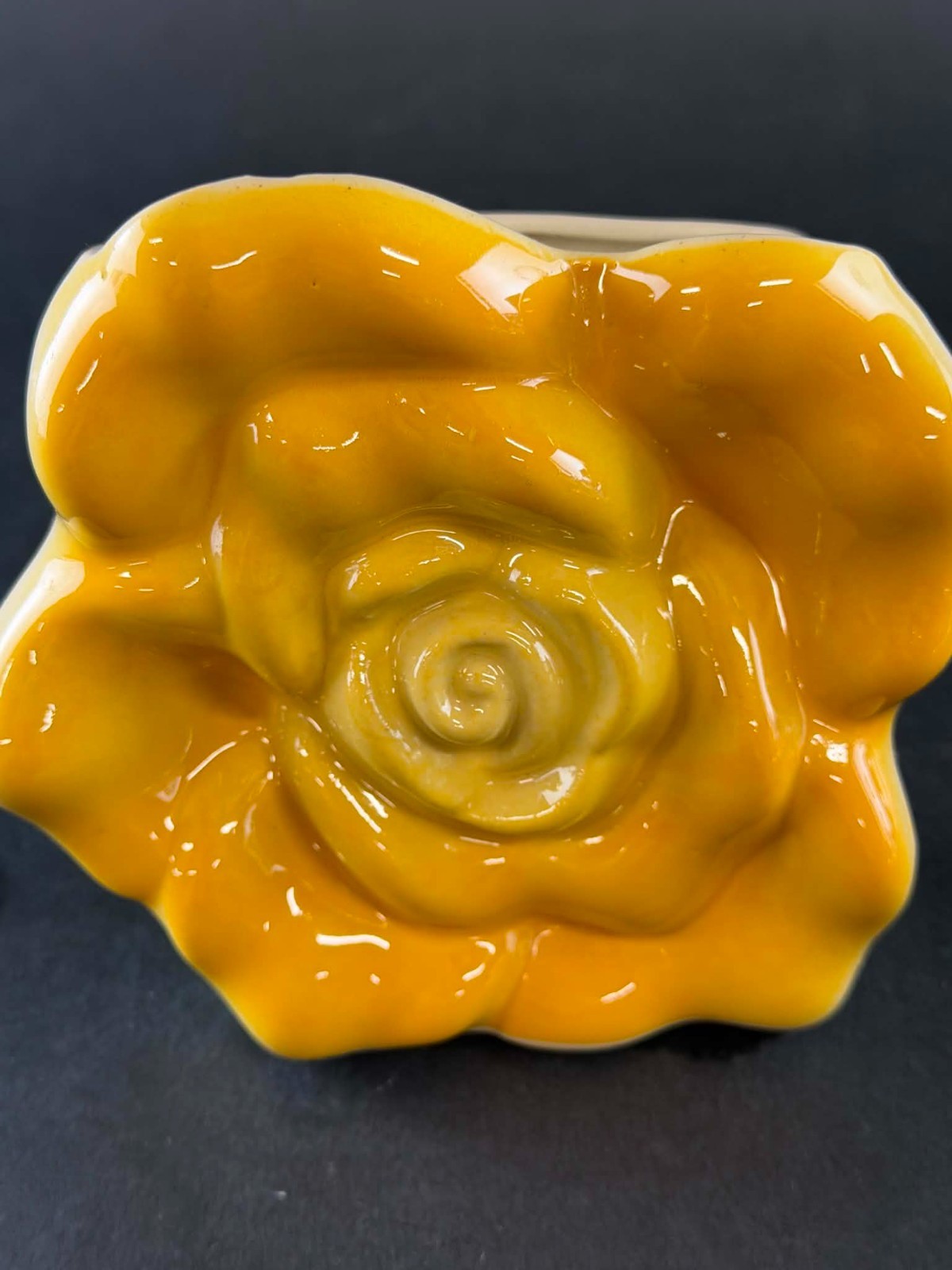 Vintage MCM Glazed Rose Bloom Wall Planter