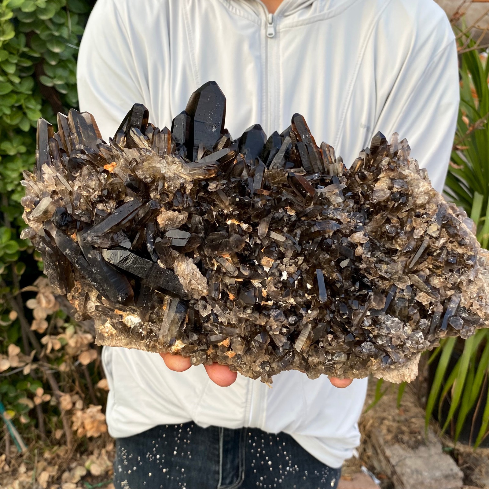 15.87LB Large Natural Smoky Black Quartz Cluster Crystal raw Specimen Healing