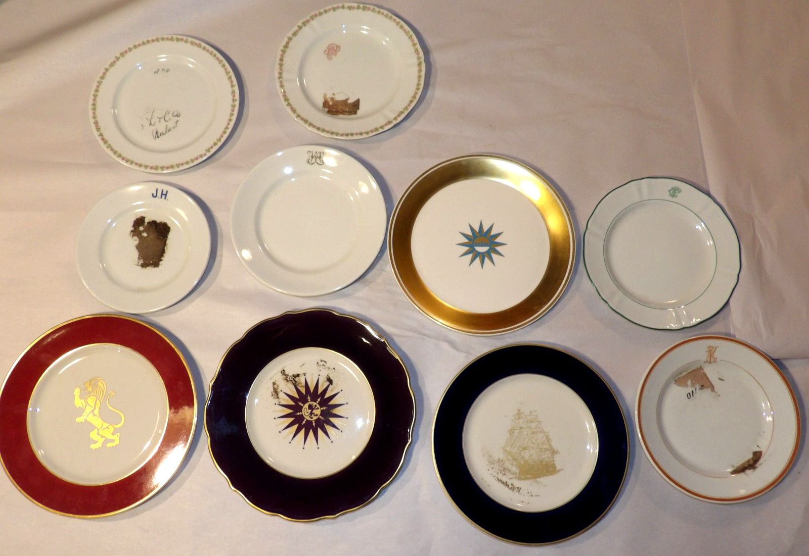 10 VINTAGE SYRACUSE CHINA/O.P. CO./ONONDAGA POTTERY CO., SAMPLE PLATES UNUSED