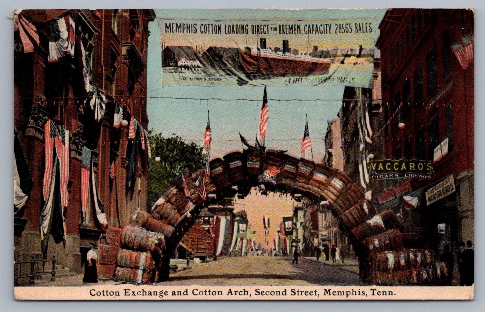 Cotton Exchange Cotton Arch Second Street Memphis TN Tennessee Postcard C3