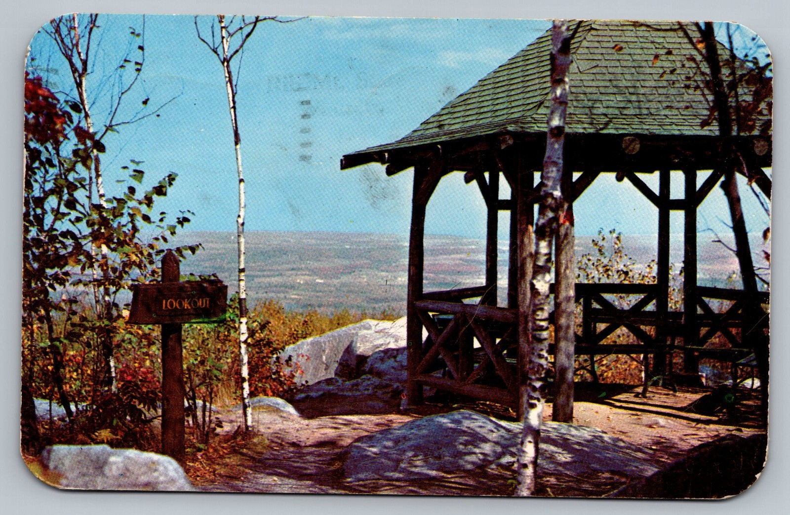 1952 The Lookout Gazebo Rib Mountain State Park Wisconsin Vintage Postcard