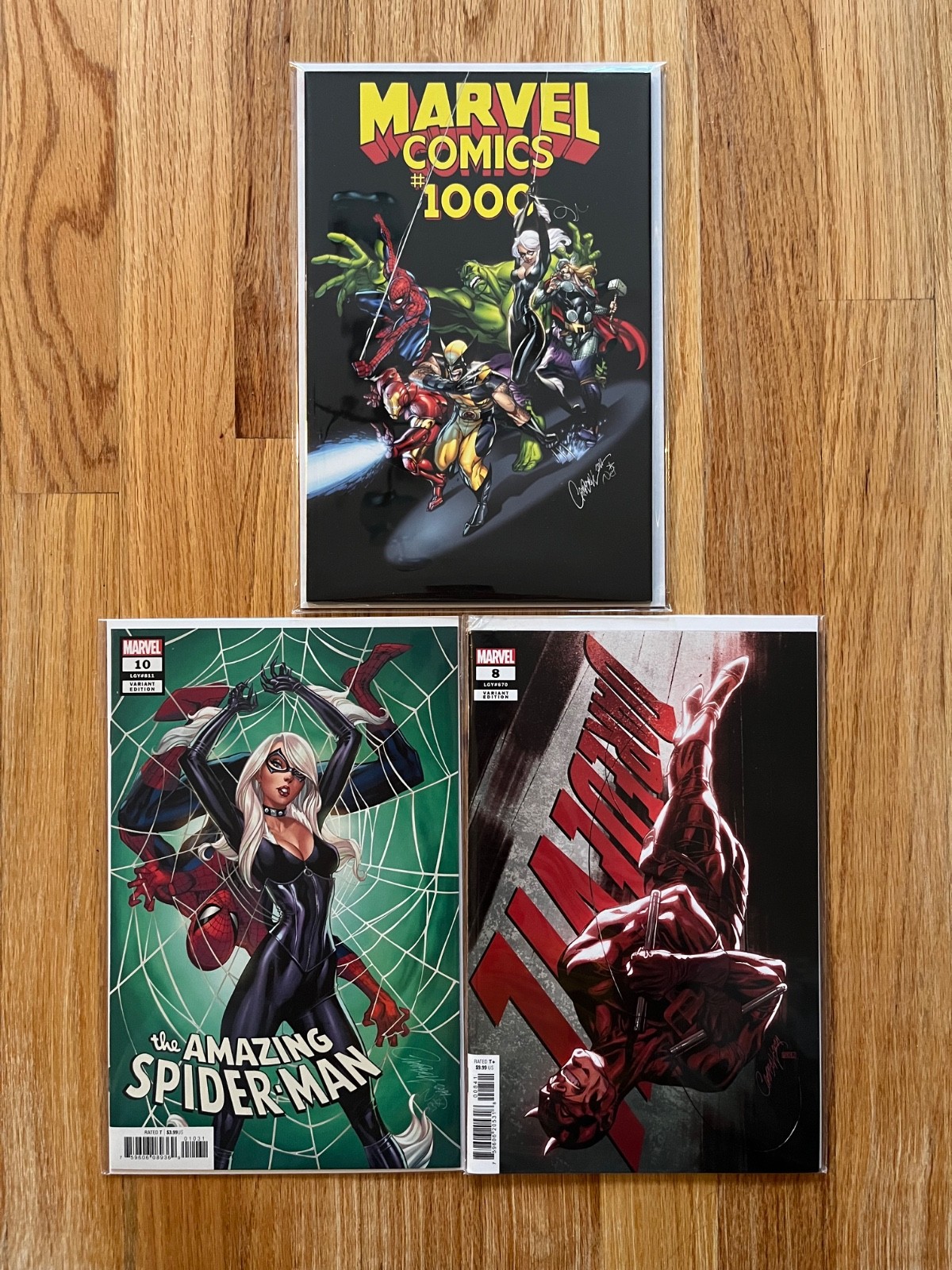J Scott Campbell 3 Variant Lot Amazing Spider-Man #10 Daredevil #8 Marvel #1000