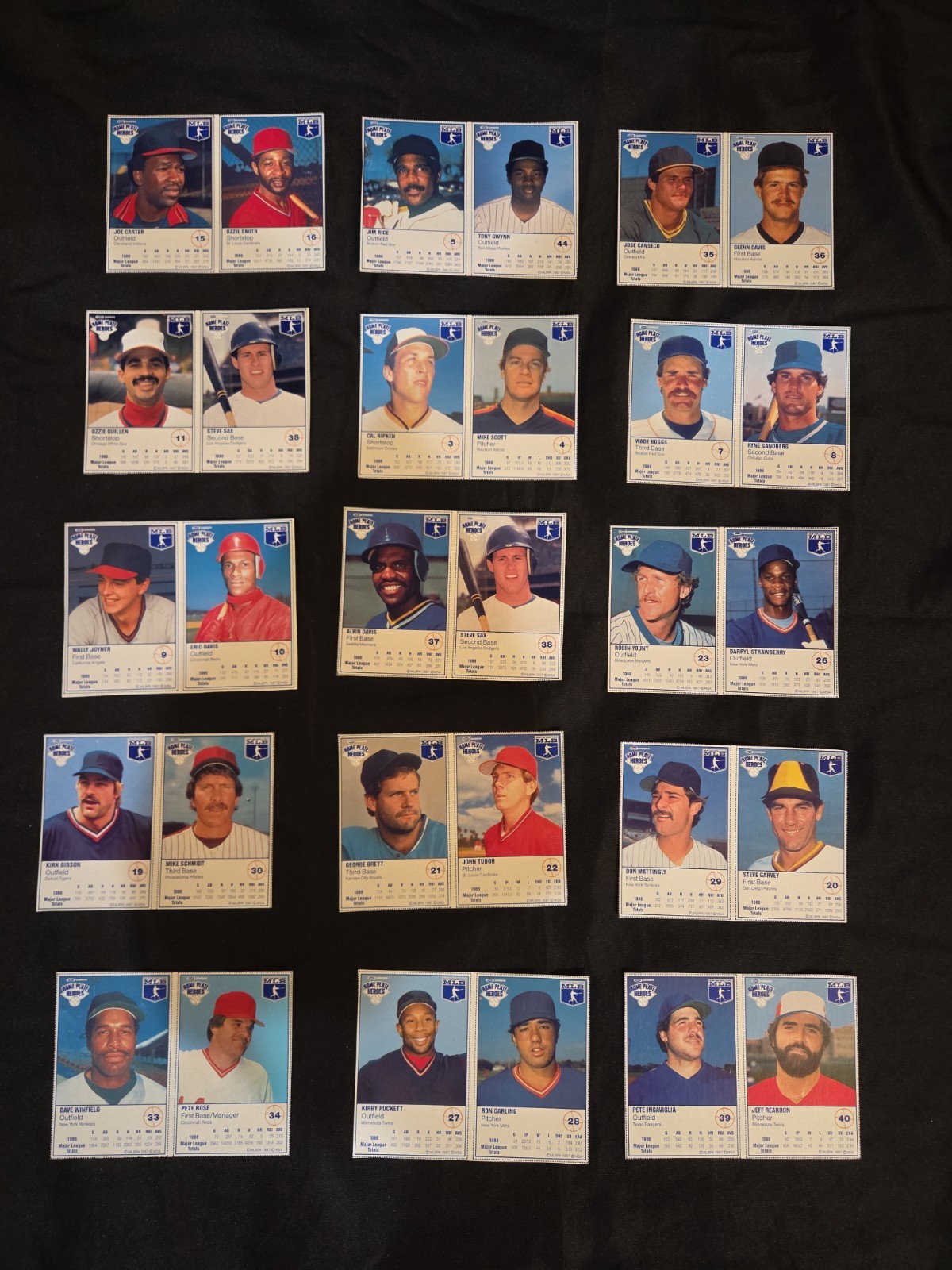 1987 Kraft Home Plate Heroes Cards Lot of (30)– Ripken/Gobbs/Gwynn/Puckett +