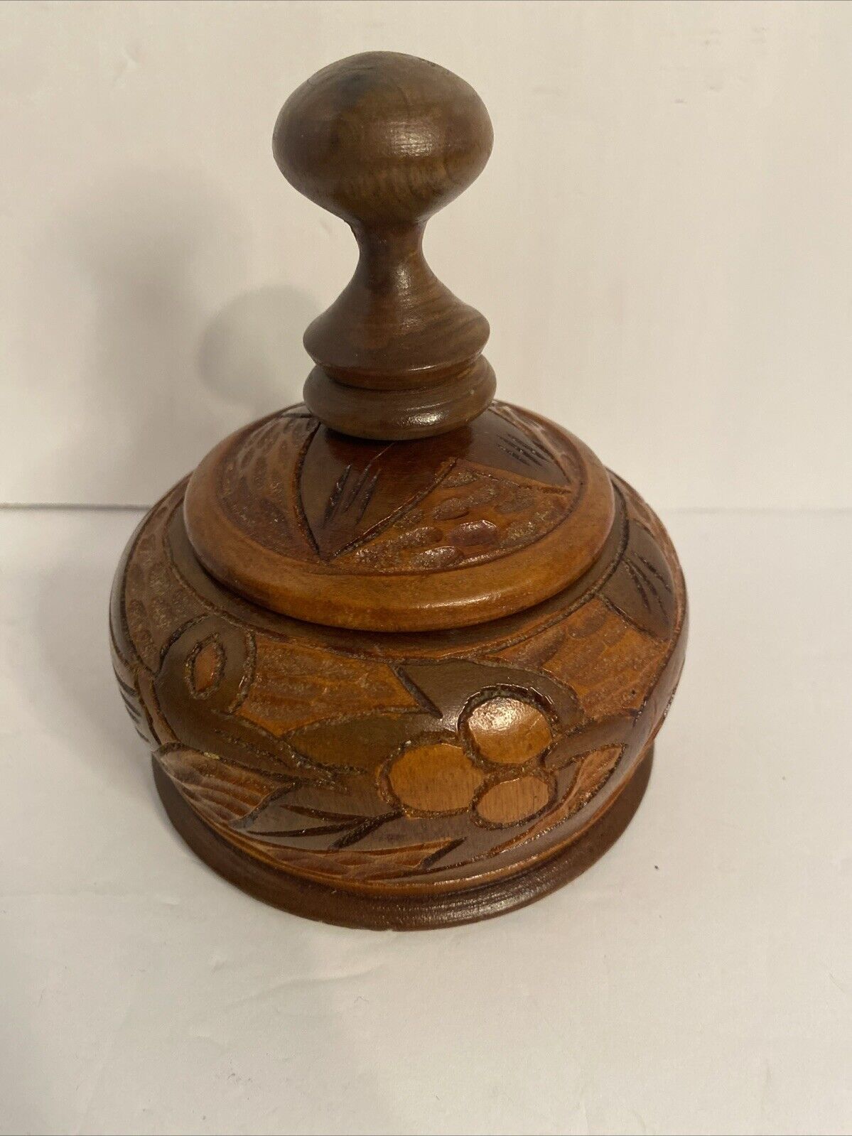 Vintage Carved Wooden Spice Tobacco Tea Urn Jar Container With Lid