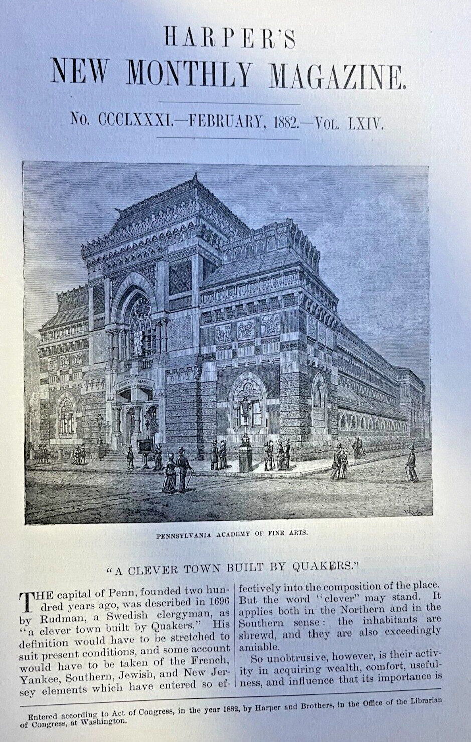 1882 Philadelphia Pennsylvania Academy of Fine Arts Second Street Market