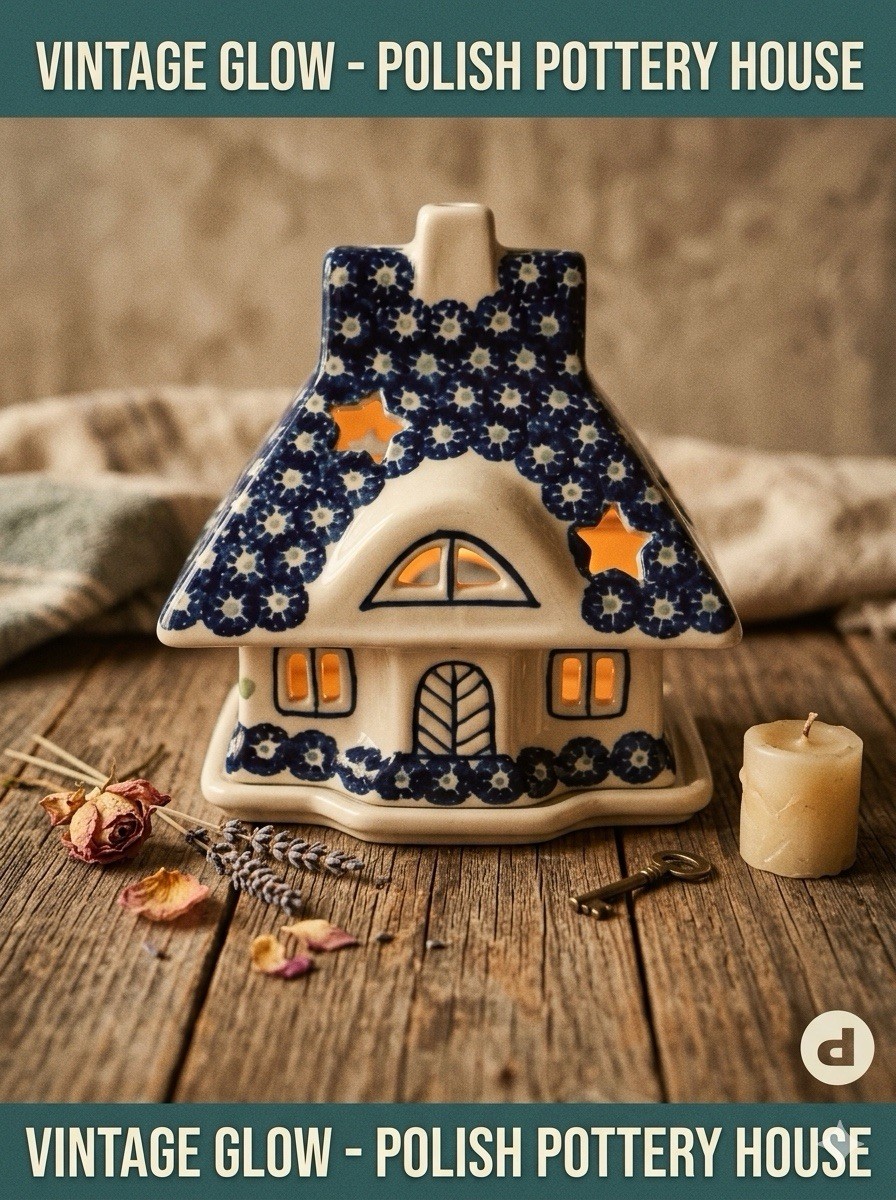 Polish Pottery House Luminary Manufaktura Boleslawiec Tealight Candle Holder Polish Pottery House Luminary Manufaktura Boleslawiec Tealight Candle Holder
