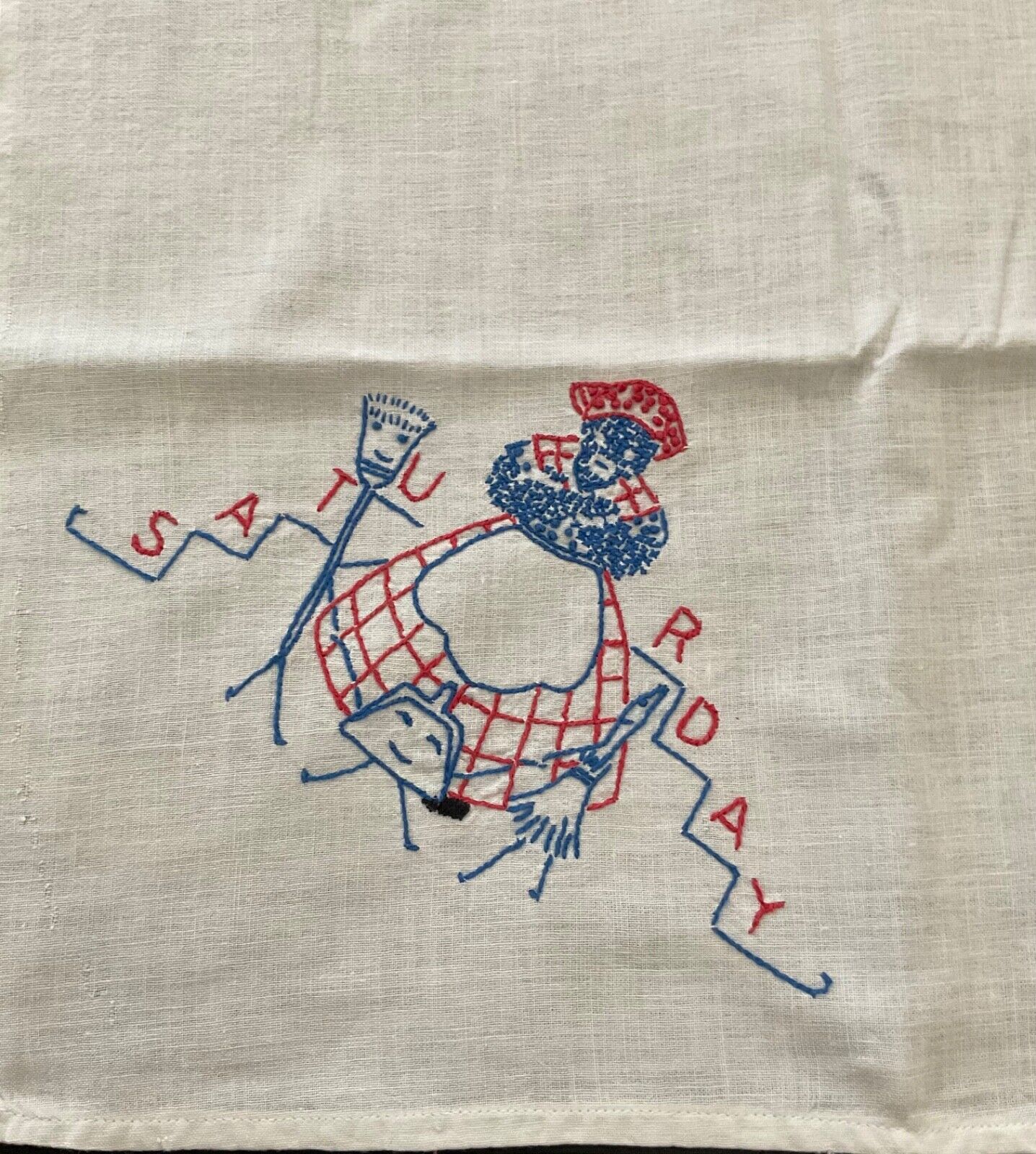 Vintage Embroidered  Kitchen Towels. Thursday*Saturday* Sunday *Doggie*Cheeseclo