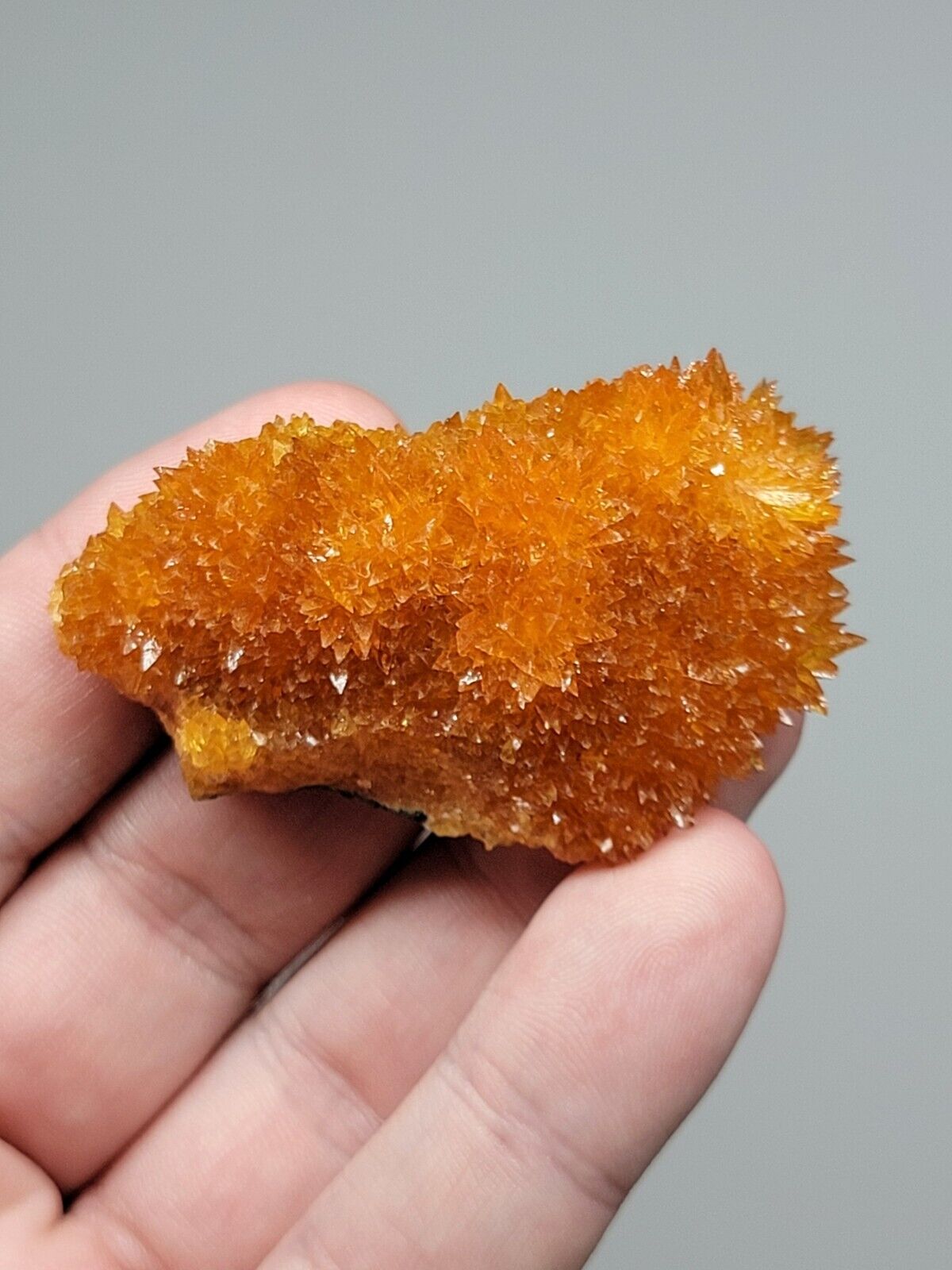 Incredibly vibrant orange Calcite crystals #3 - Grabiszyce Quarry, Poland 