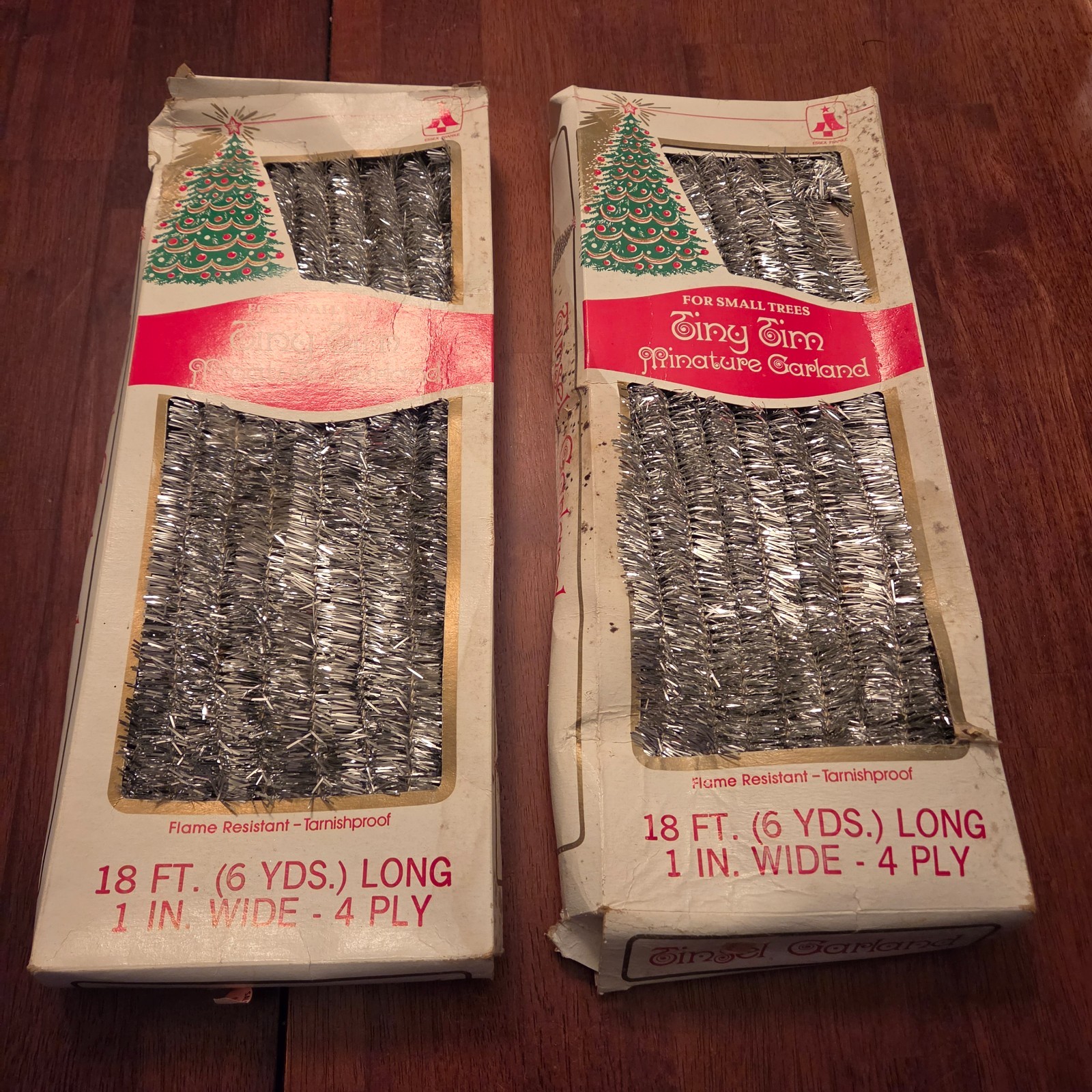 Vintage Essex Franke Tiny Tim Miniature Tinsel Garland 18 ft Silver Xmas Box Lot Vintage Essex Franke Tiny Tim Miniature Tinsel Garland 18 ft Silver Xmas Box Lot