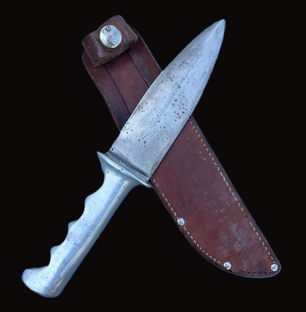 WW2 Fighting Knife ~ Theater Made ~ Custom Made Knife w/ Marble Sheath ~ Rare