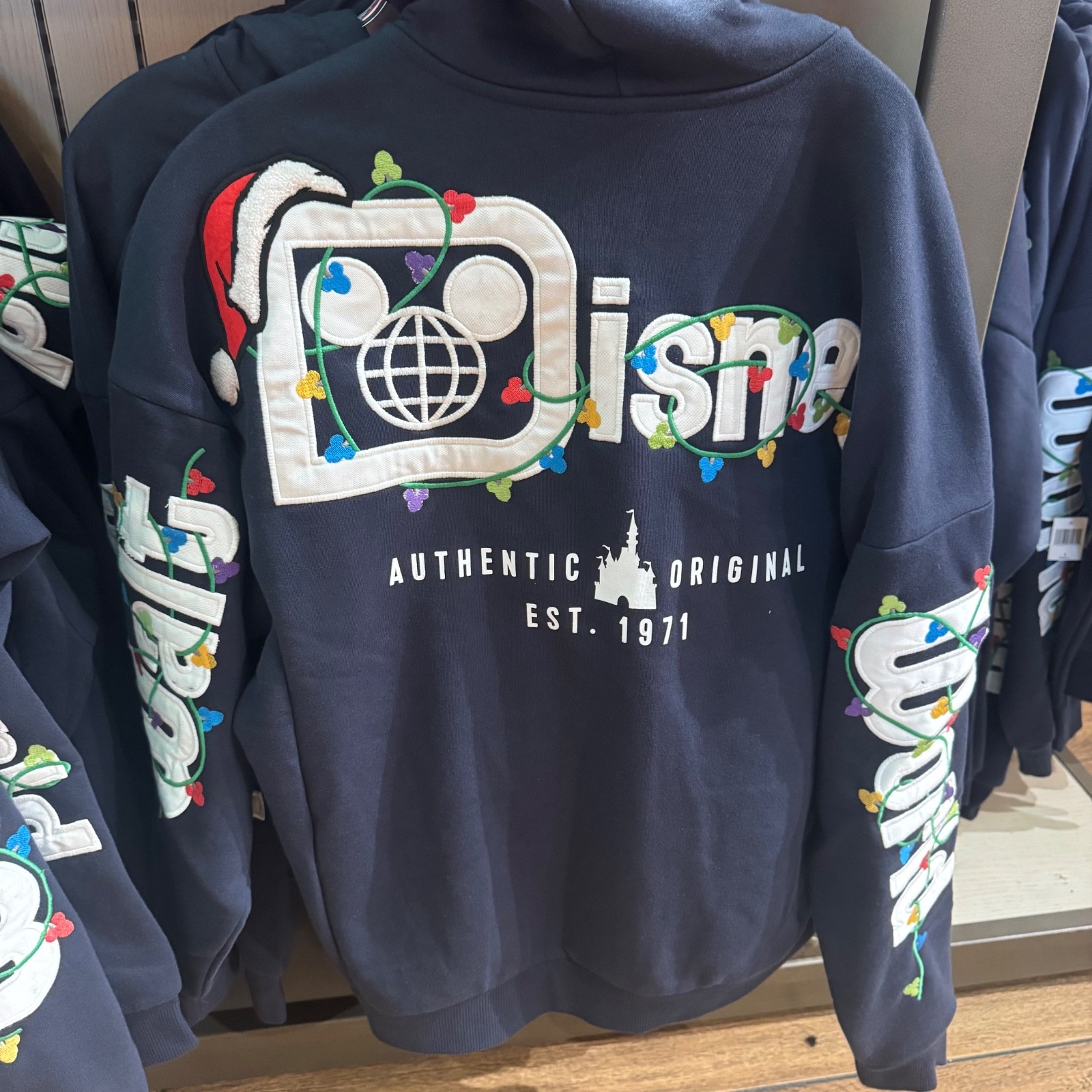 2026 Walt Disney World Parks Christmas Holiday Lights Zip Up Hoodie Adult NWT