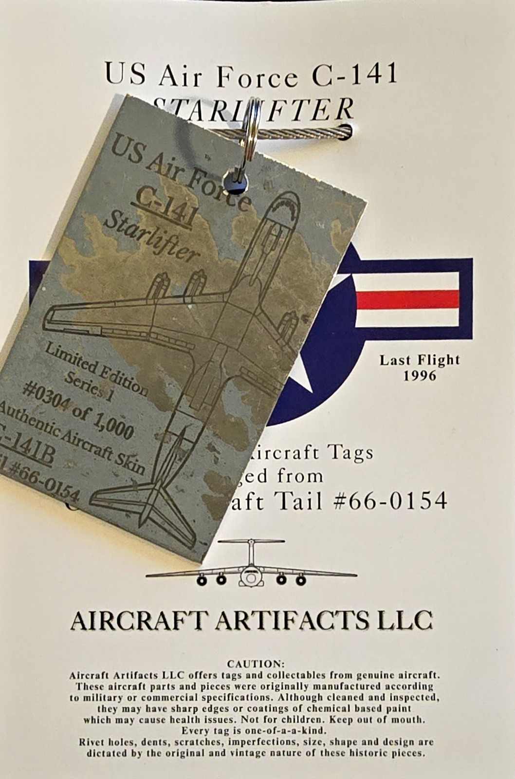 C-141 Starlifter Authentic Military USAF Metal Plane Tag Real Aircraft Artifact
