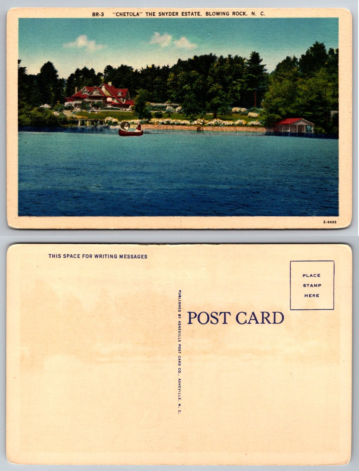 Blowing Rock North Carolina Chetola Snyder Estate Lake Canoe Postcard Blowing Rock North Carolina Chetola Snyder Estate Lake Canoe Postcard