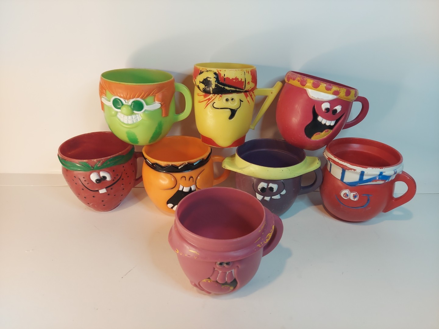 Pillsbury The Funny Face Gang Plastic Cups Set of 8 Vintage 1970s USA Made Retro