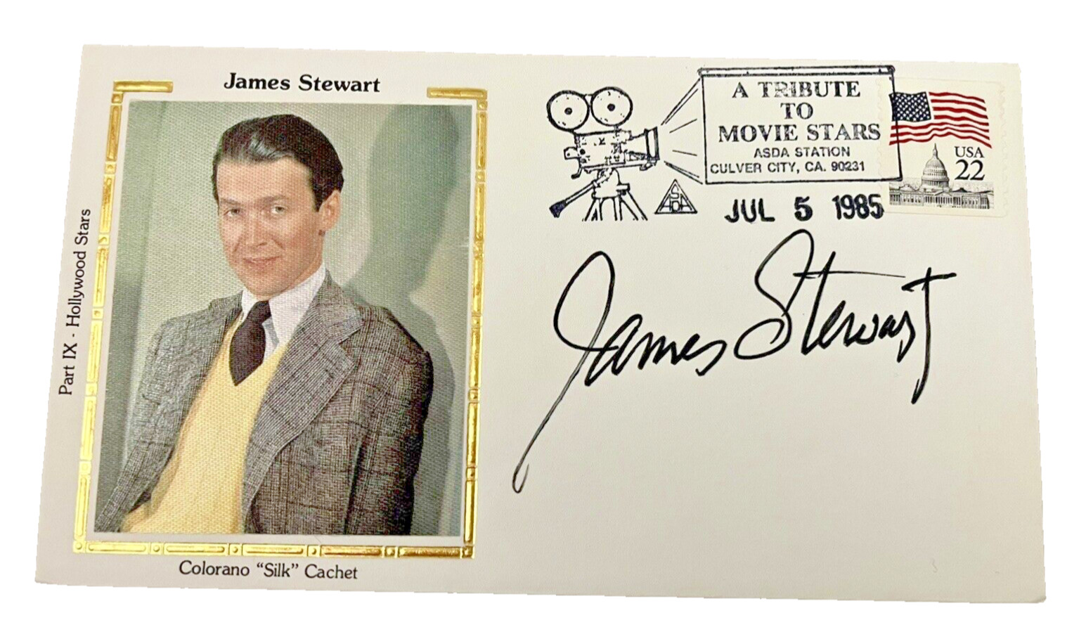 FDI First Day Issue Cachet Autographed Signed James Stewart 1985 Colorano