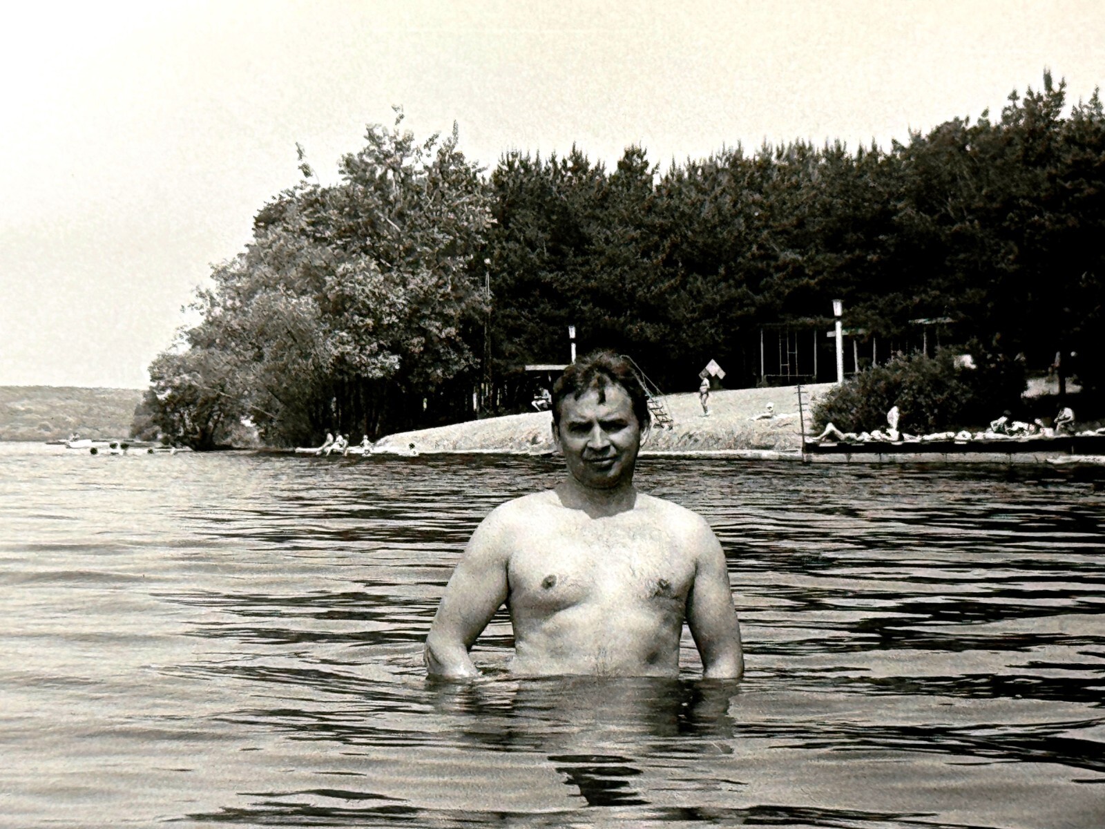 1980s Handsome ManYoung Shirtless Guy Beach Gay int Vintage B&W Photo