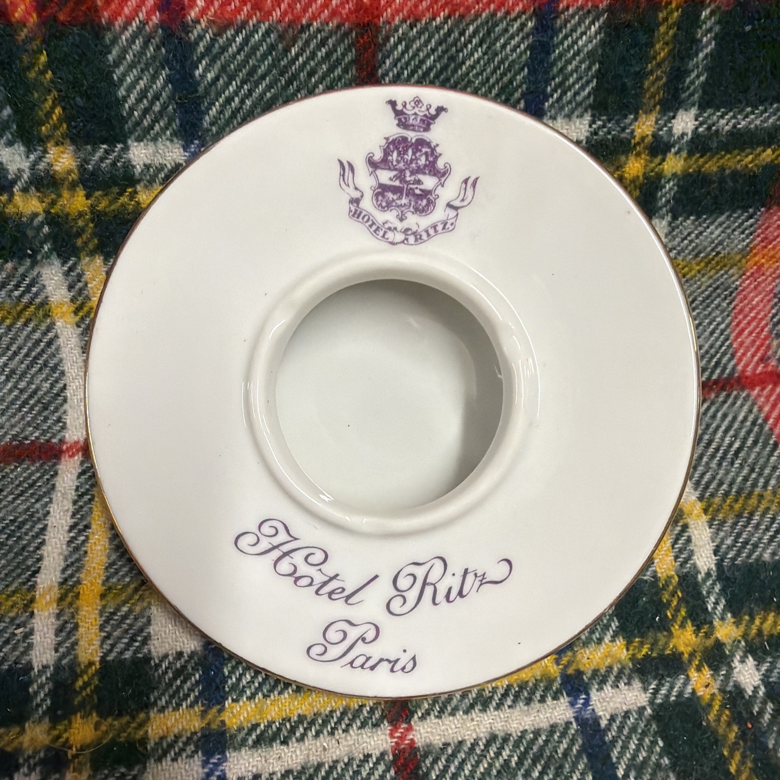 Hotel Ritz Ceramic Round Ashtray Paris France Collectible Souvenir Jet Set
