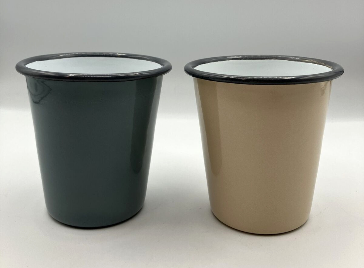 2 falcon enamelware tumbler cups Grey, Yellow 3 1/2\