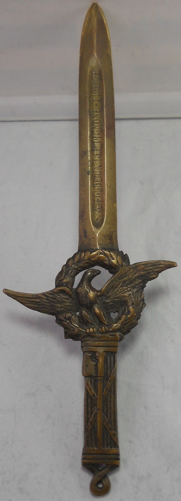 Antique La Fonderia Del Pigone Firenze Facist Brass Eagle Dagger Letter Opener