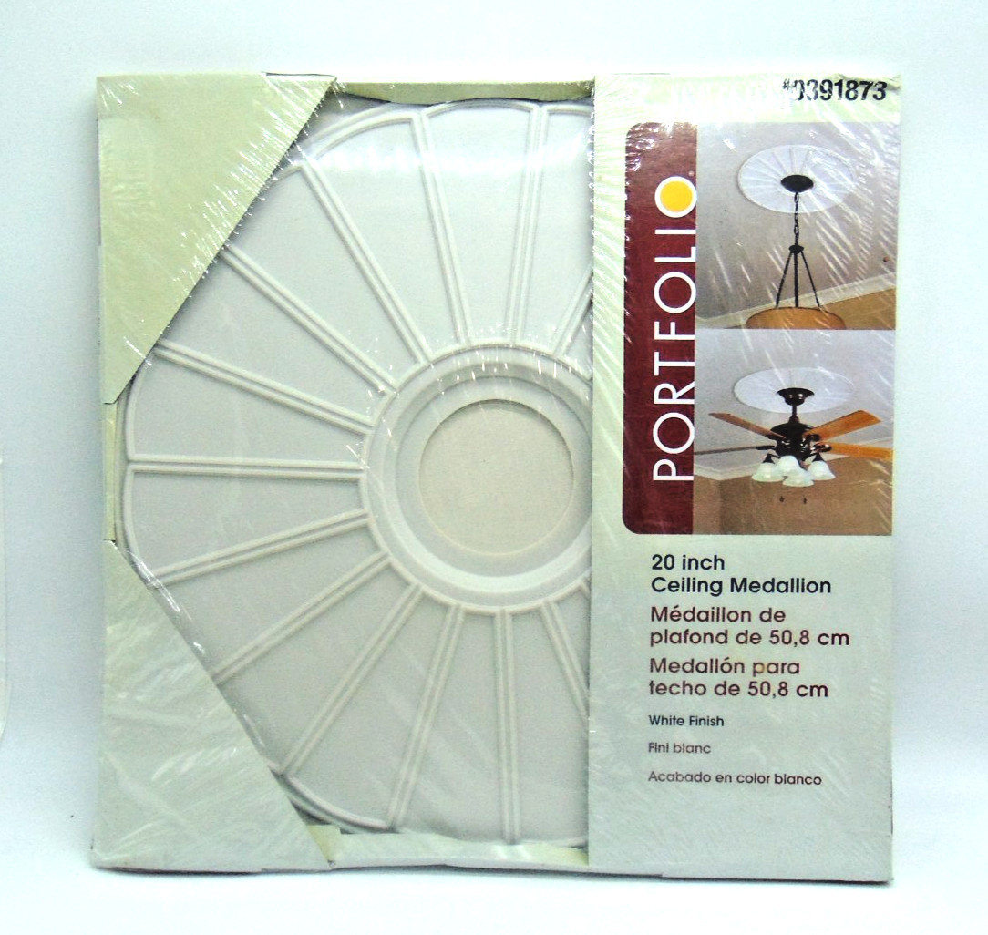 Ceiling Medallion, 20 Inch OD,  by Portfolio, White Finish - New