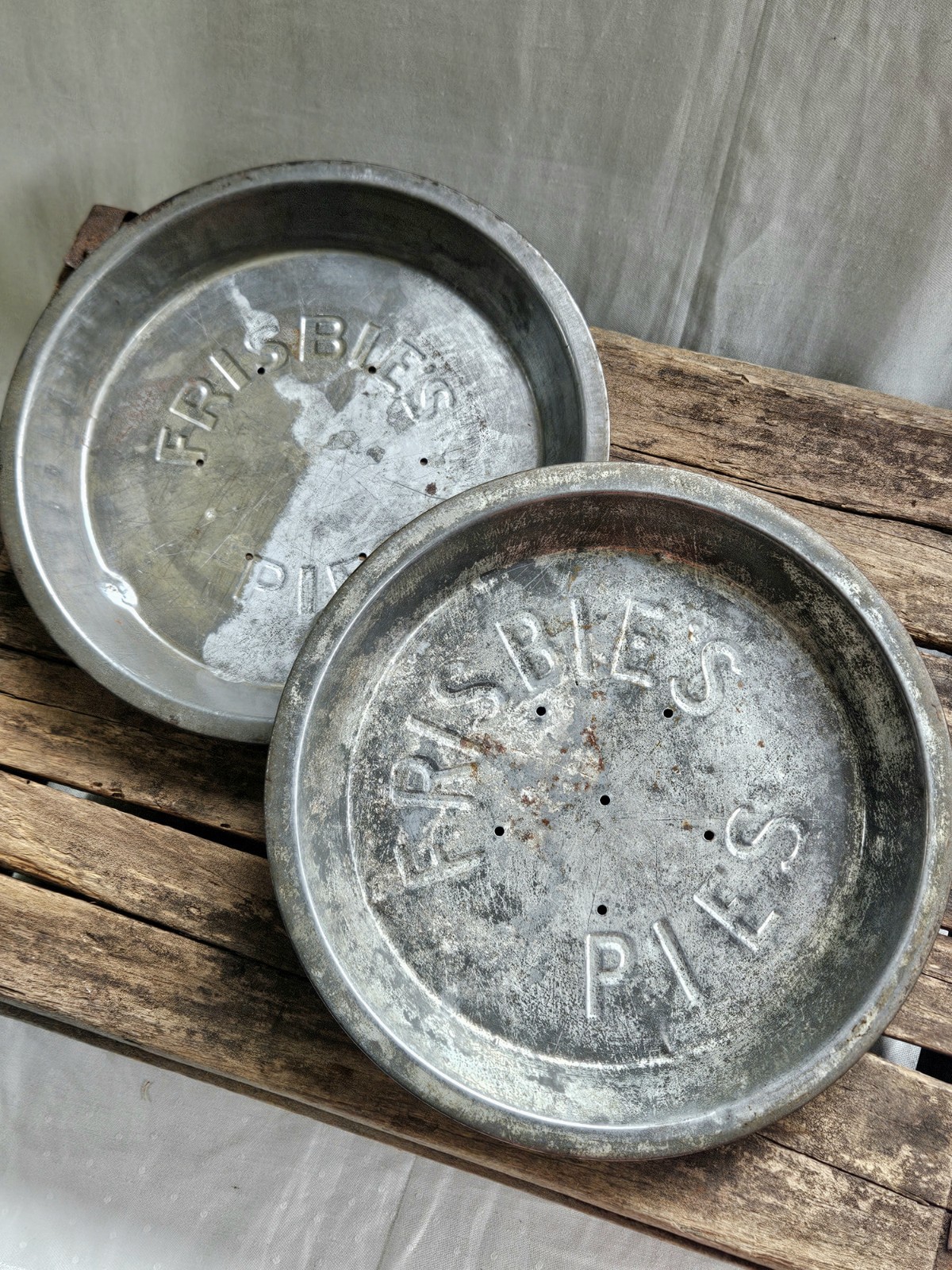 Vintage FRISBIE’S PIES Pie Tin W/ 6 Steam Holes Lot Of 2