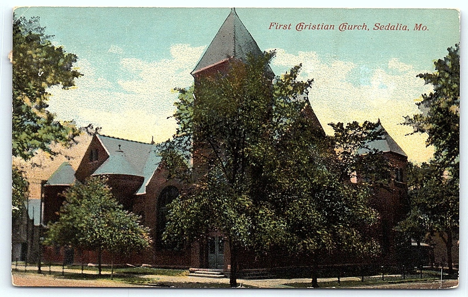 1912 Sedalia MO First Christian Church Postcard