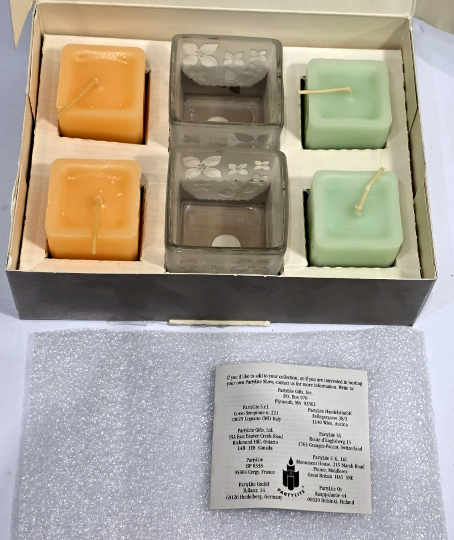 PartyLite Orchard Blossom Gift Set Votive Candle Holders 4 Candles Unused P9521