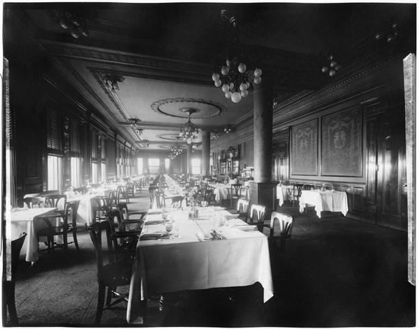 Manhattan NY interior Astor House Astor Hotel dining room ca 1900 Old Photo