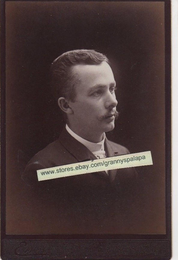 Cabinet Photo-St Paul Minnesota-Geo L HUBBELL-Handsome Man With Mustache 