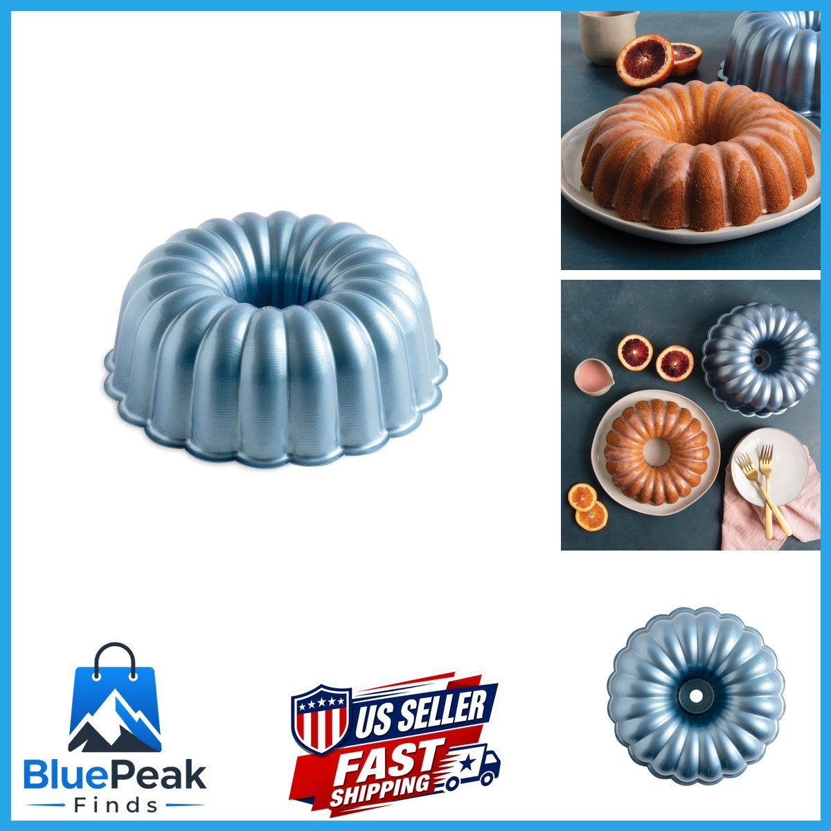 Nordic Ware Formed Elegant Party Bundt, 12 Cups, Twilight Blue
