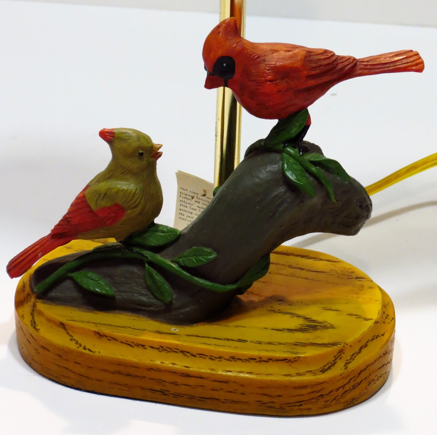 Red Cardinal Birds Table Lamp Fisher Wildlife Carvings Vintage Home Decor Accent