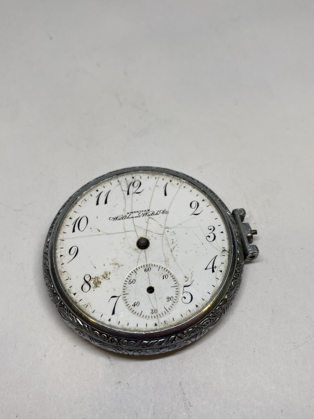 AMERICAN WALTHAM WATCH COMPANY ANTIQUE BROKEN POCKET WATCH FOR PARTS MISSING