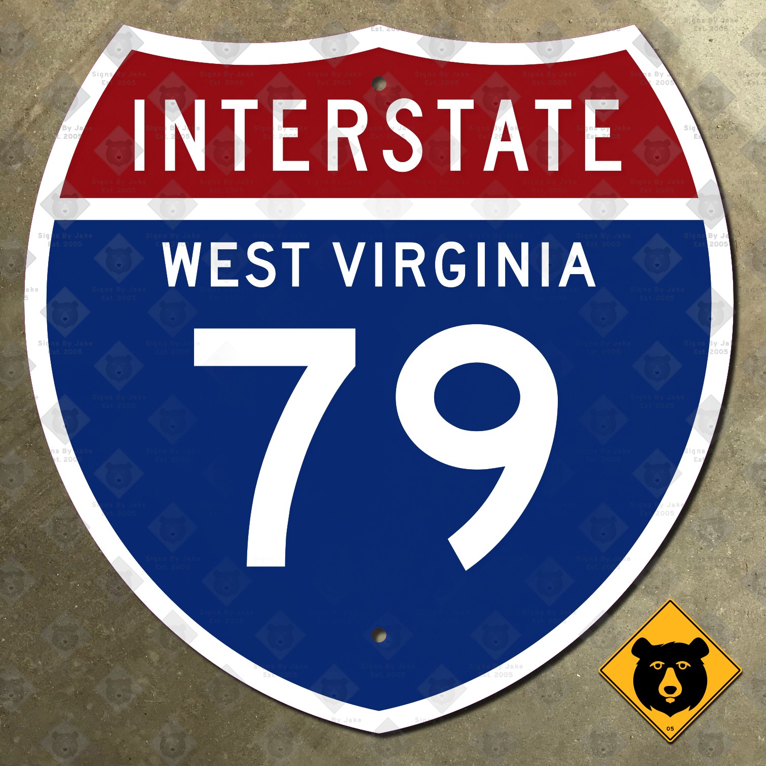 West Virginia Interstate 79 highway route sign 1957 Charleston Morgantown 12x12
