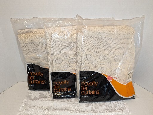 3 Vtg. JC Penney Fashion Manor Novelty Tier Curtains Penn Prest Toltec 68\