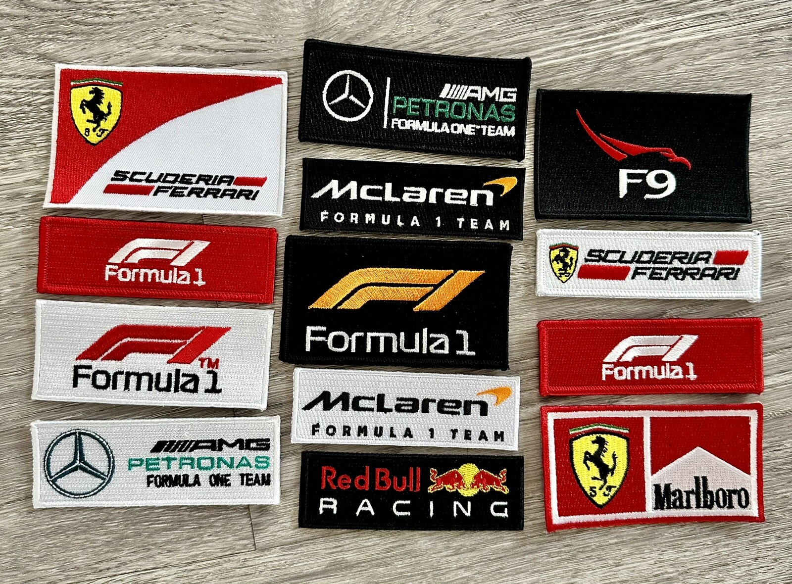 FORMULA RACING 13 PATCH PACK F1 RACING IRON ON SEW ON 3” H X 3” L FORMULA RACING 13 PATCH PACK F1 RACING IRON ON SEW ON 3” H X 3” L