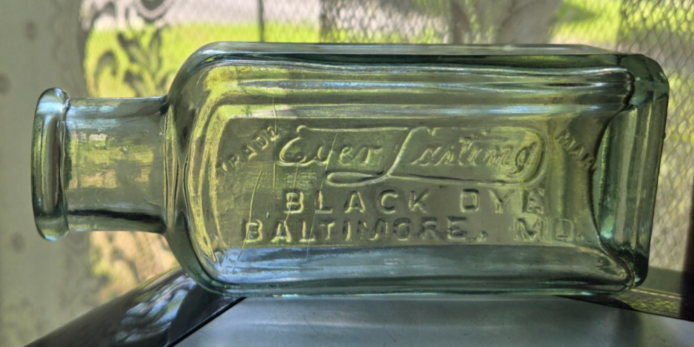 EVERLASTING BLACK DYE BALTIMORE MD 3 oz. Light Aqua Bottle