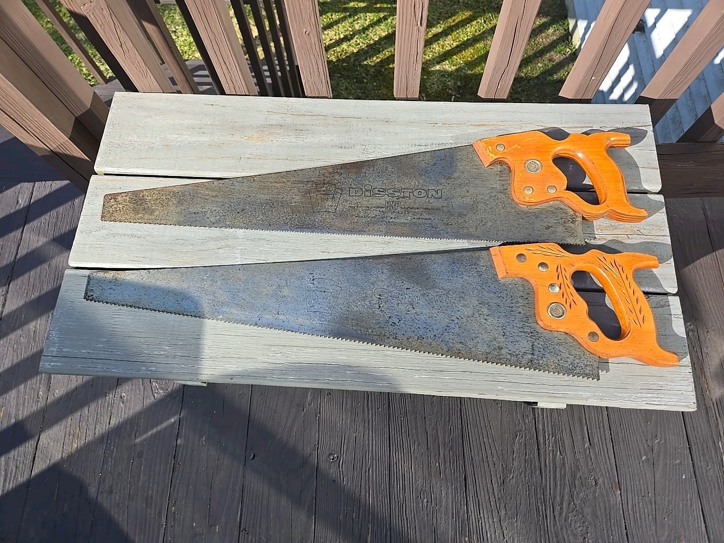 LQQK-2 Disston Hand Saws-Top Pic .8 Tpi.Lower one 5 Tpi- Both-Disston Medallions