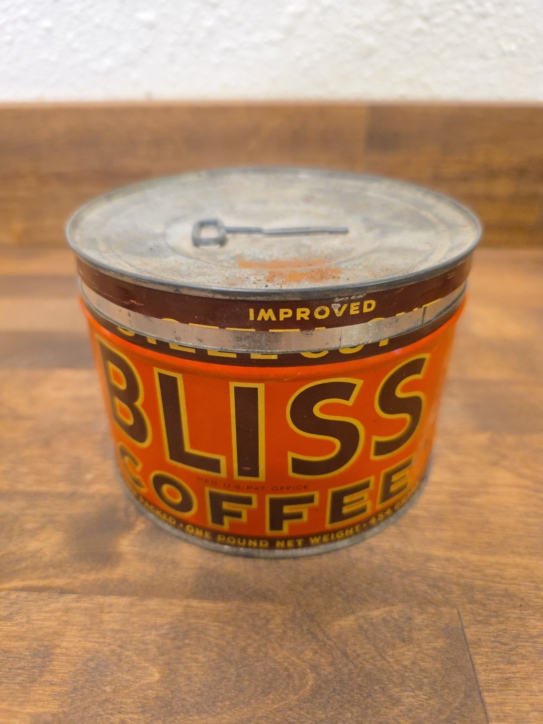 Vintage Bliss Coffee Tin Can Full Key Nice Condition With Lid And Full Key Wind