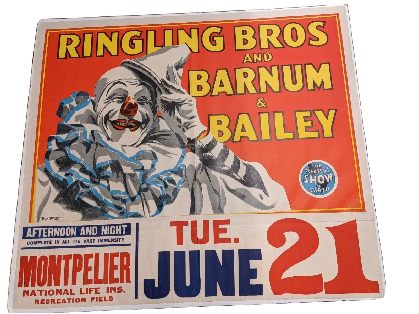 Ringling Bros Barnum & Bailey Original Vintage Poster Circus 1945 Odd Rare 30×40