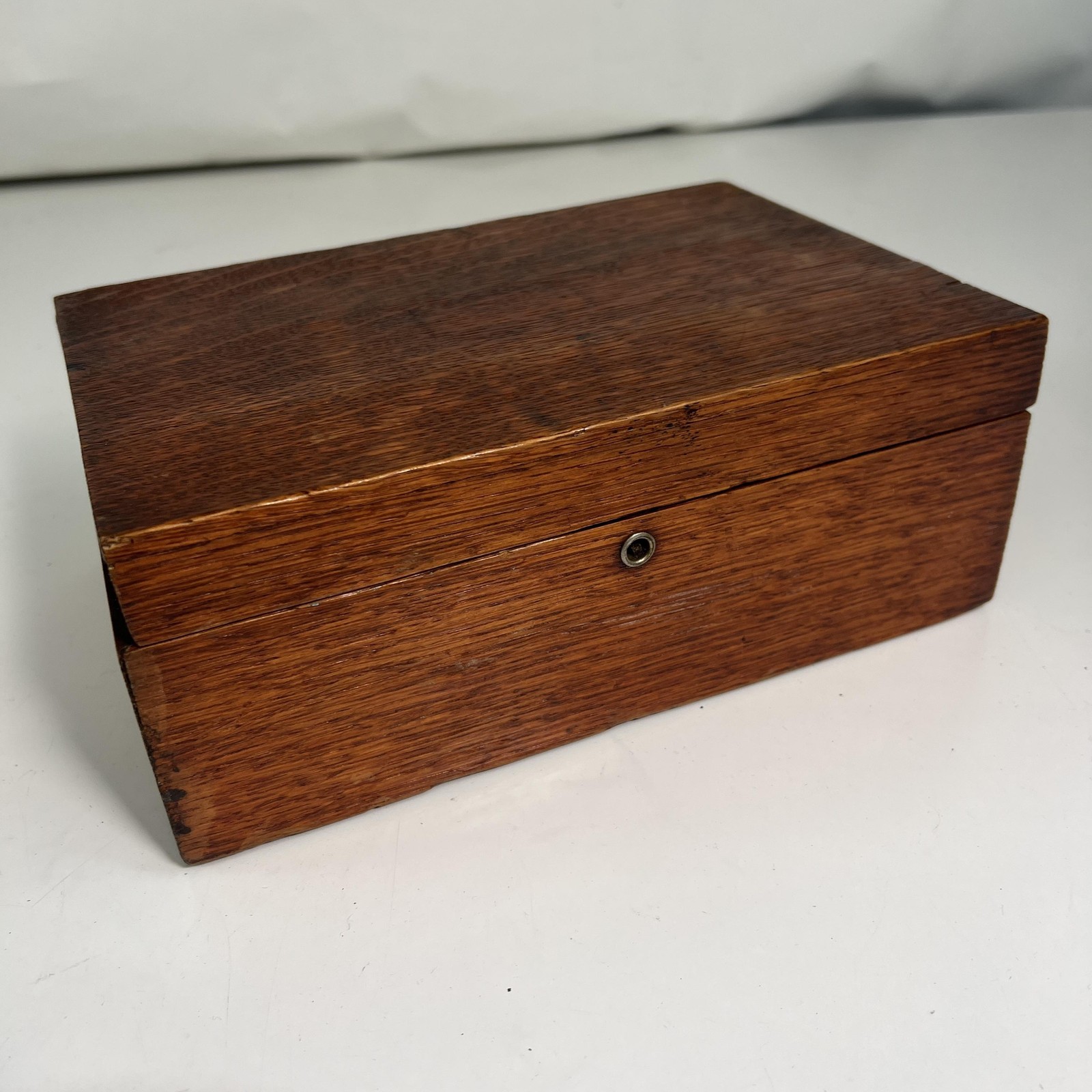 Vintage Wood Metal Lined Cigar Tobacco Humidor Box Brown Smoking Storage