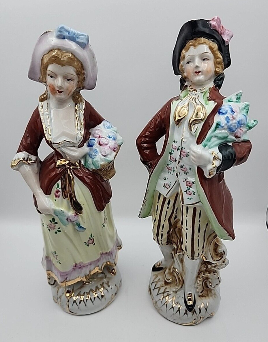 Vintage Porcelain Colonial Couple  Lady & Man Figurine Japan