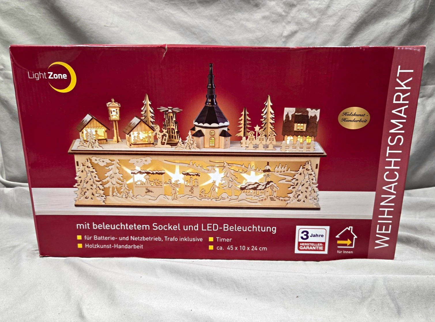 German Light Zone Wooden LED Christmas Village w/ Timer Christmas Decor
