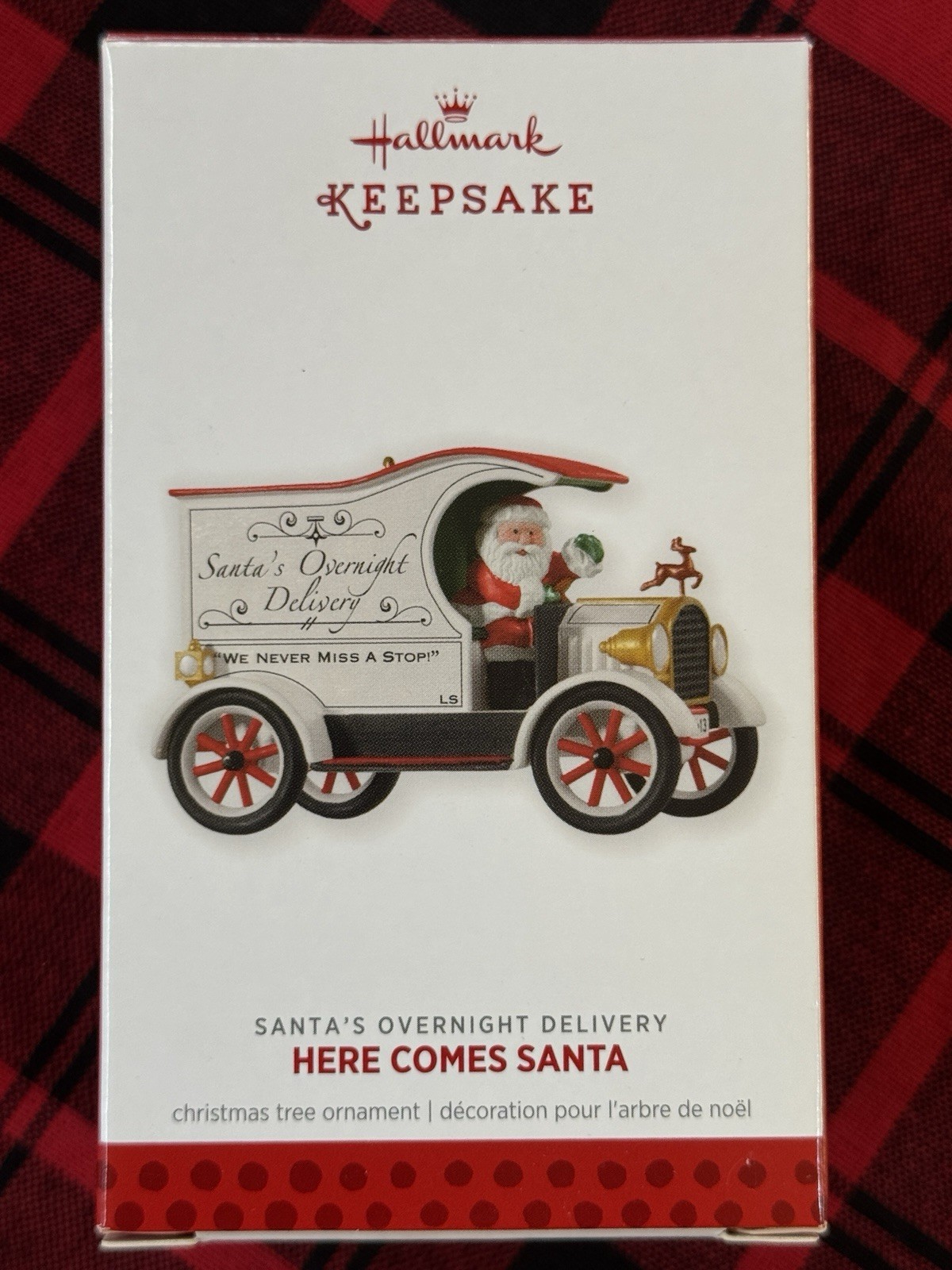 HALLMARK 2013 HERE COMES SANTA SANTA\'S OVERNIGHT DELIVERY ORNAMENT
