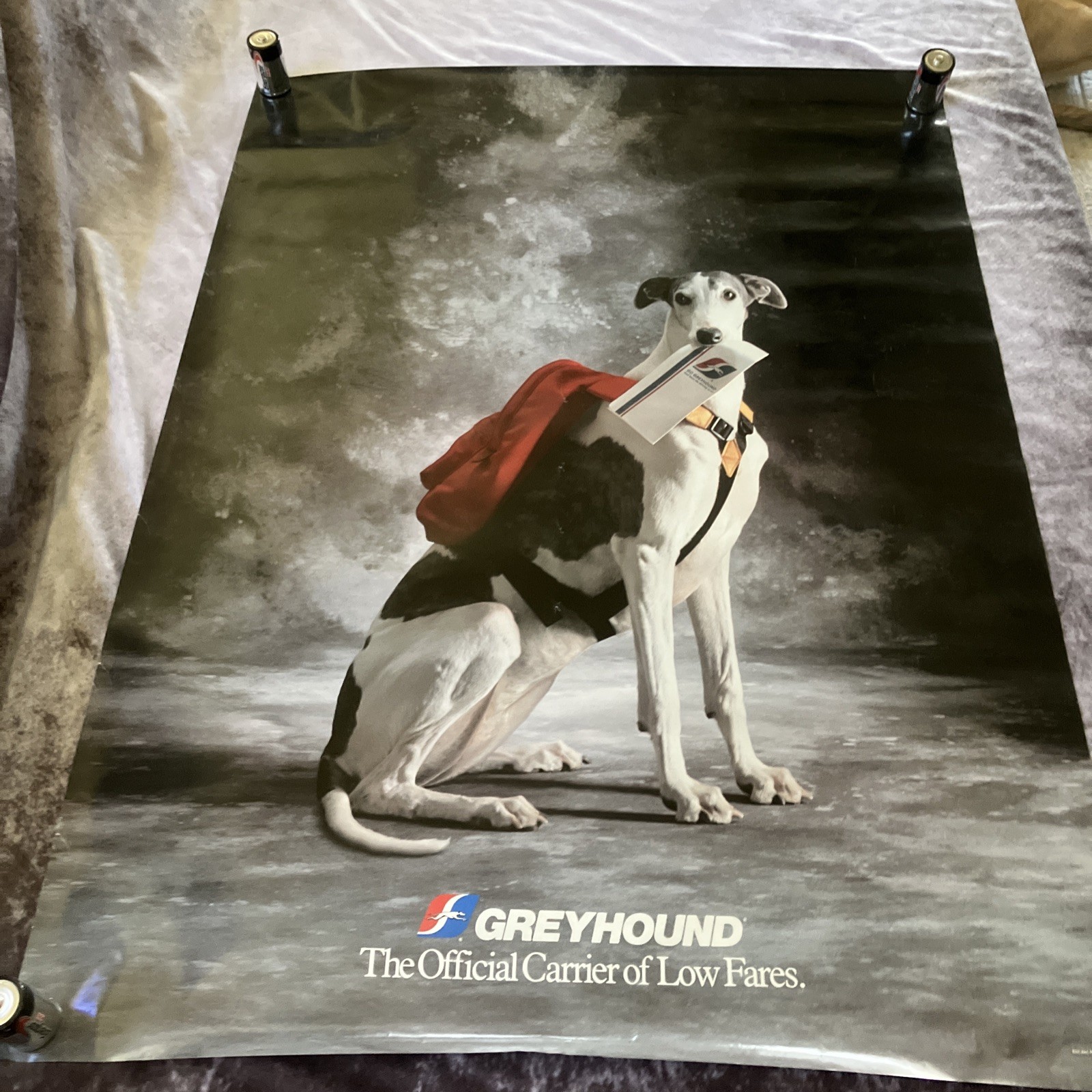 1991 Greyhound BUS Advertising Poster DOG Official Carrier of low rates NOS