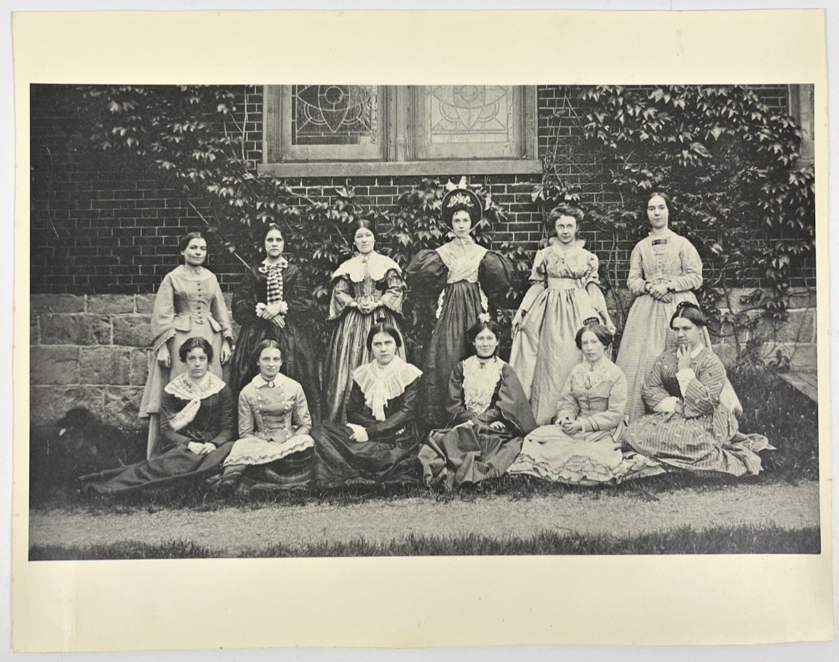 Antique c1900 Victorian Edwardian 12 Women Group Photo Period Dresses