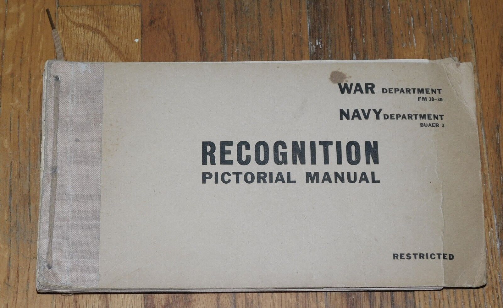 Original WWII War Department FM 30-30 Recognition Pictorial Manual BUAER 3 11-43