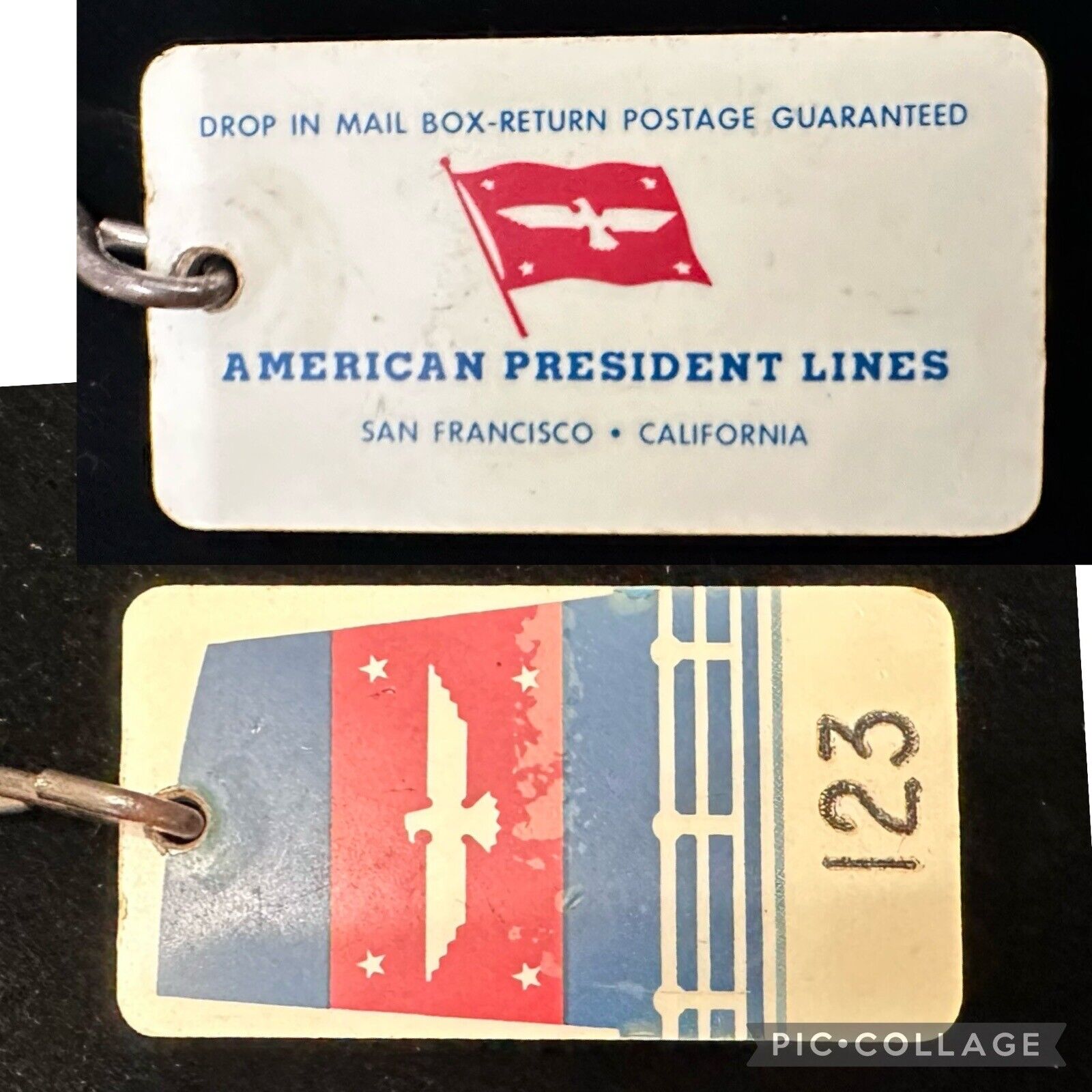 American President Lines Cruise Liner Cabin Room Key #123 San Francisco, Calif.